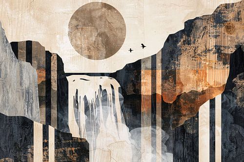 Abstracte waterval in japandi stijl