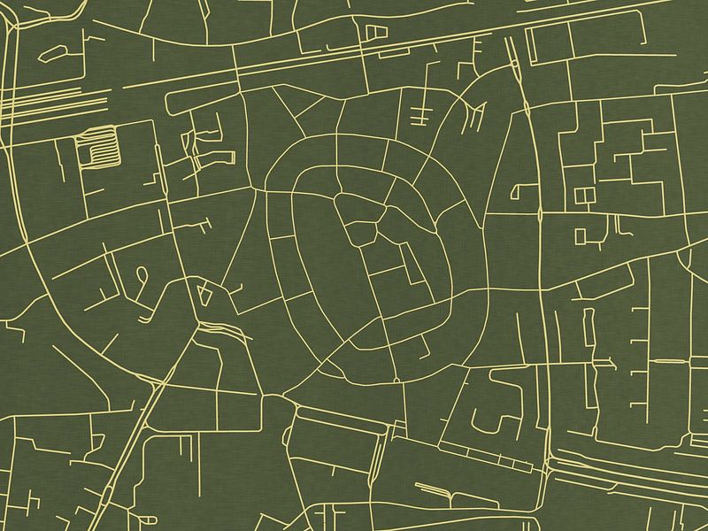 Map of Enschede Centrum in Green Gold by De Kaartenwinkel