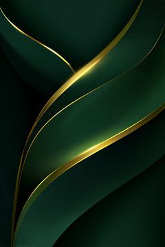 Abstract Goudcurve in Smaragdgroen Elegantie en Energie van Eva Lee