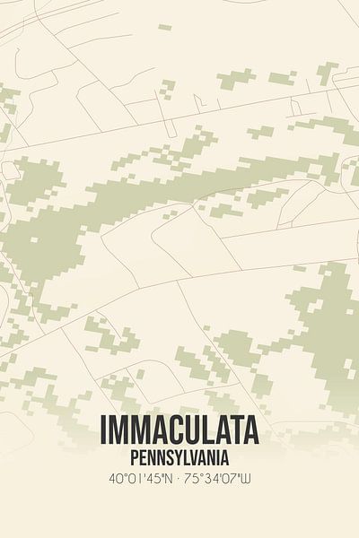 Carte ancienne d'Immaculata (Pennsylvanie), USA. par Affiches de lieux
