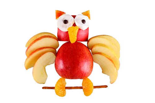 Uil gesneden uit een appel