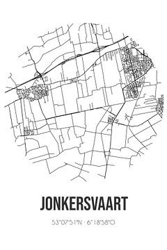 Jonkersvaart (Groningen) | Karte | Schwarz und weiß von Rezona