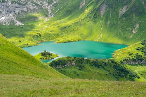 Uitzicht op de Schrecksee in de Allgäuer Alpen