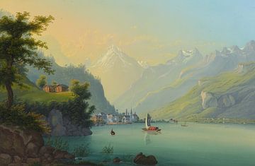 Uitzicht vanaf Flüelen, richting de Bristenstock, Johann Ludwig Bleuler