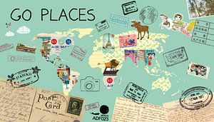 Go Places Welt Karte van Green Nest