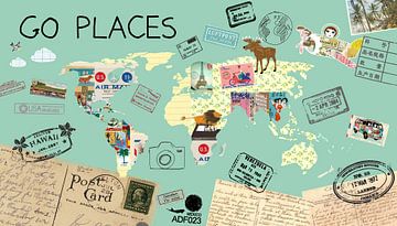 Go Places Wereldkaart van Green Nest