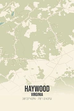 Vintage landkaart van Haywood (Virginia), USA. van MijnStadsPoster