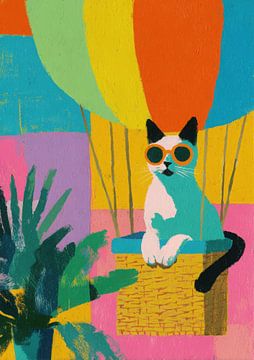 Katze mit Sonnenbrille im Korb von Niklas Maximilian