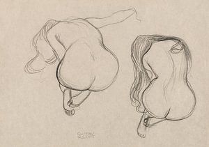 Sitzender Akt mit langem Haar, Studie von zwei, Gustav Klimt (um 1901-1902)
