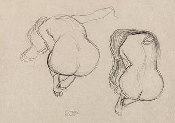 Sitzender Akt mit langem Haar, Studie von zwei, Gustav Klimt (um 1901-1902) von Atelier Liesjes