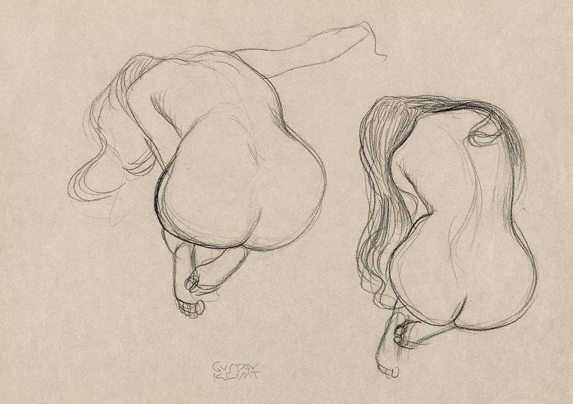 Sitzender Akt mit langem Haar, Studie von zwei, Gustav Klimt (um 1901-1902) von Atelier Liesjes