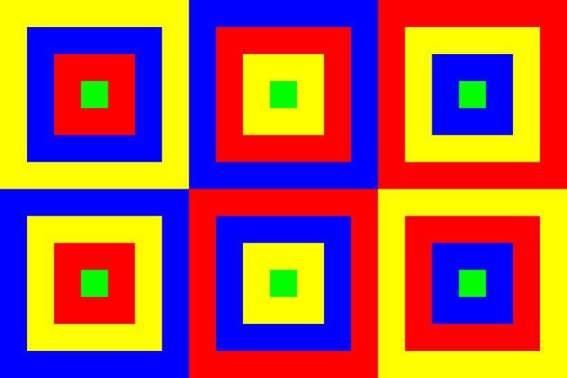 6 permutaties met middengroen | ID=07 | V=07 | Boxed van Gerhard Haberern