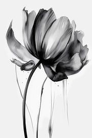 Black watercolor flower by haroulita
