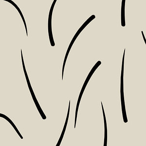 Minimalistisch kunstwerk met penseelstreken in het zwart en beige achtergrond