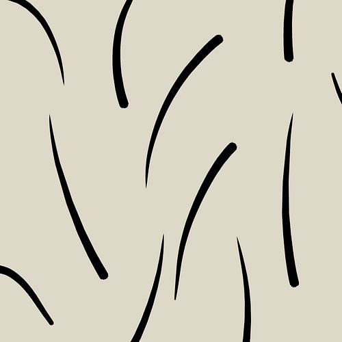 Dessin minimaliste avec coups de pinceau sur fond noir et beige