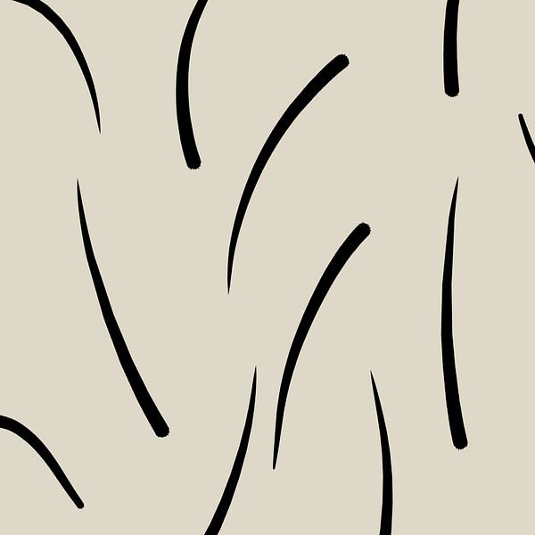 Minimalistisches Kunstwerk mit Pinselstrichen in Schwarz und Beige Hintergrund von Imaginative