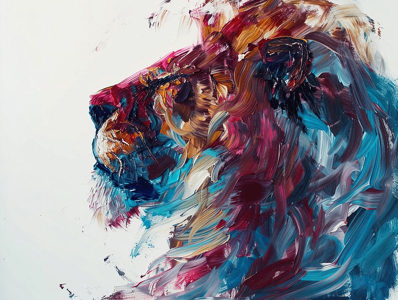 Farben Löwe hört Gefühle | Acryl von ColorWorldwide