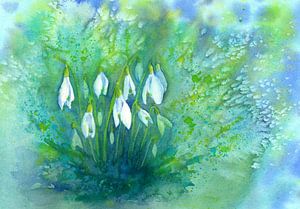 Premiers signes du printemps Peintures à l'aquarelle