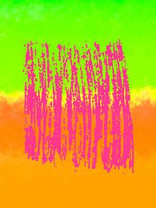 Moderne abstrakte Kunst: Collage grün, rosa und orange. Serie: Neon