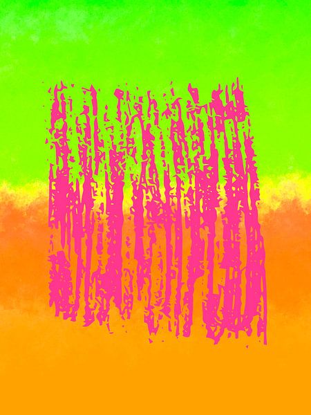 Moderne abstrakte Kunst: Collage grün, rosa und orange. Serie: Neon von Studio Pieternel