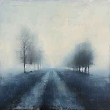 Foggy country road abstract blue by TheXclusive Art