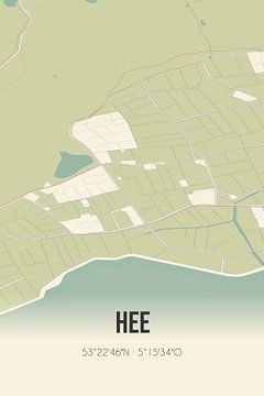 Vintage landkaart van Hee (Fryslan) van Rezona