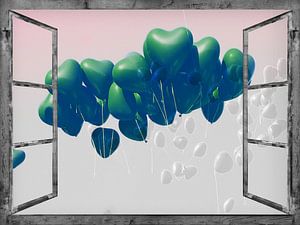 Fensterblick - Ballonherzen