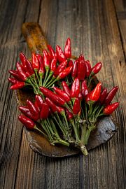 Piment rouge sur très vieille pelle à épices sur Photo Art Thomas Klee