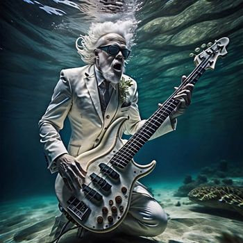 Bass player underwater