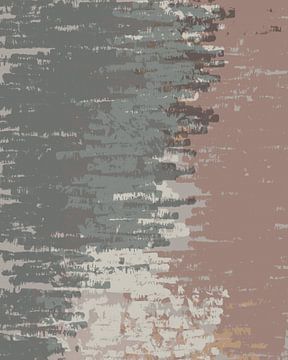 Penseelstreken in neutrale kleuren. Abstracte kunst in taupe, wit, bruin van Dina Dankers