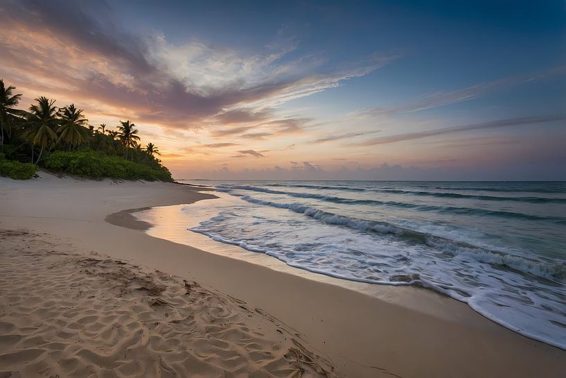 Prachtige zonsondergang aan rustig strand van Art & Soul Creations