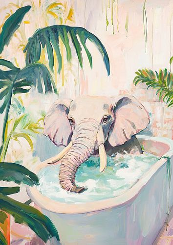 De olifant die van baden hield