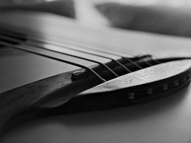 A close up of the bridge of an acoustic guitar by Mr White Takes Pictures