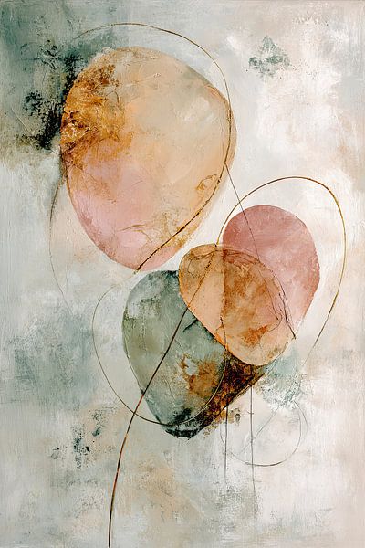 Earthy Tone Harmony - Abstract Painting with a Subtle Heart Shape by Joriali Abstract