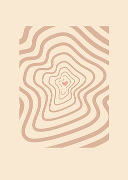 Art graphique Heartbeat - Nuance nude - Salon &amp ; Chambre à coucher - Intérieur minimaliste - Abstrait sur Design by Pien