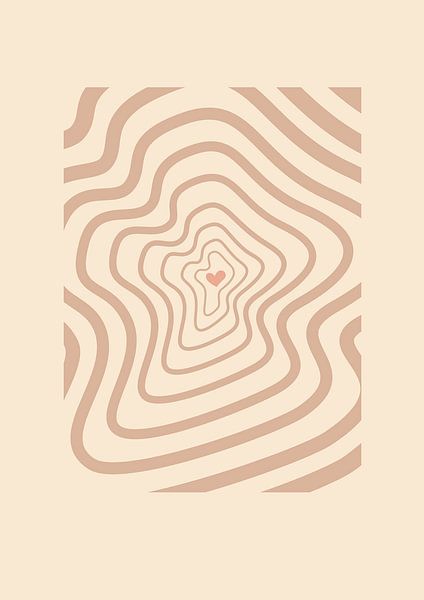 Graphic art Heartbeat - Nude shade - Living room &amp; Bedroom - Minimalist interior - Abstract by Digital Art Lover