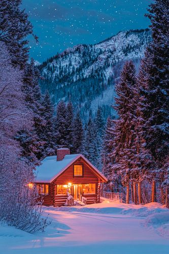 Winter hut nacht