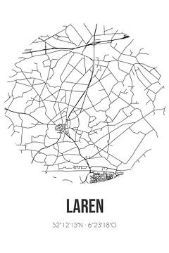 Laren (Gelderland) | Karte | Schwarz und weiß von Rezona