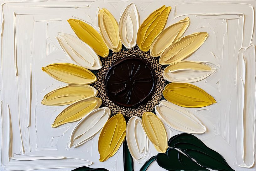 Kleurrijke abstracte zonnebloem schilderij van Art & Soul Creations