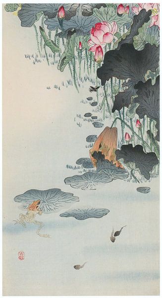 Ohara Koson - Frog and Lotus (edited) by Peter Balan