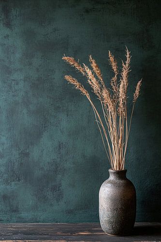 Droogbloemen in rustieke vaas