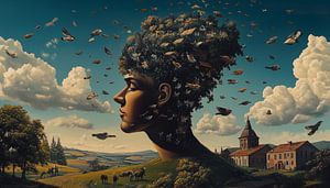 Man with tree head surreal surrealism panorama