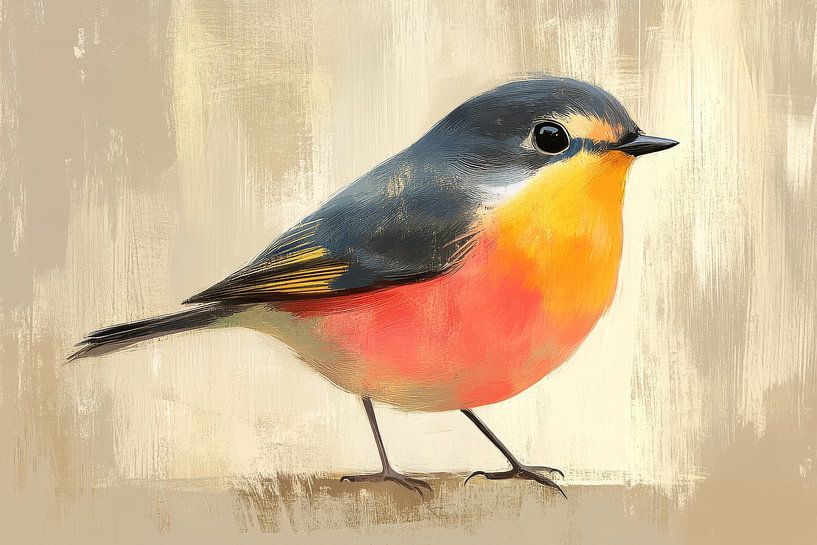 Vogel in Zacht Licht met Warme Verenpracht van Eva Lee