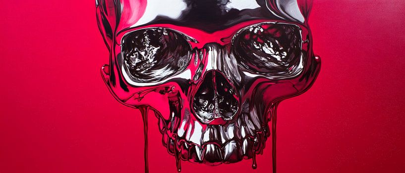 Skull in gloss - Red background design by Poster Art Shop