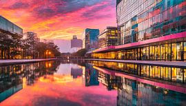 Stad met reflectie