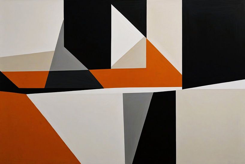 Abstract geometrisch spel van oranje en zwart van Art & Soul Creations