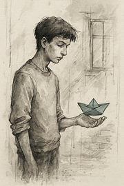 Wabi-Sabi-Junge — Teal Drift (Porträt 2:3) von Dream Designs art work