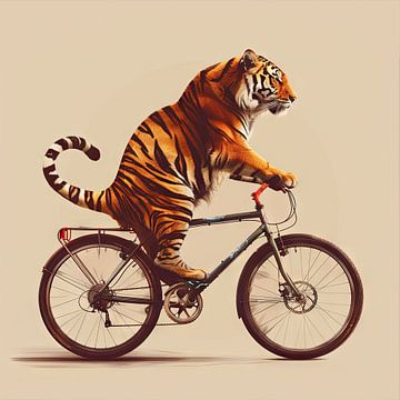 Tijger op fiets van Poster Art Shop