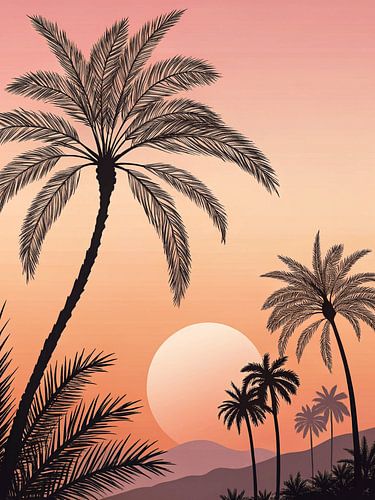 Tropical Sunset with Palm Trees
