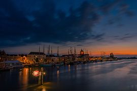 Sunset at the quay of Kampen